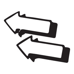 Two Arrows Pointing Left Design Element in Black and White
