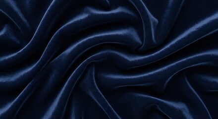 Obraz premium Deep blue velvet fabric with swirling folds Smooth surface with light reflecting off the curves