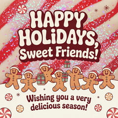 Happy Holidays Sweet Friends! Festive Gingerbread Men in Santa H