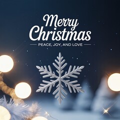 Merry Christmas Holiday Card with Elegant Silver Snowflake, Warm