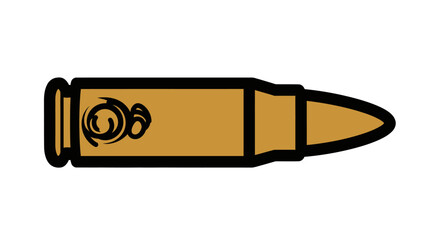 A stylized illustration of a single bullet with an ornate design.