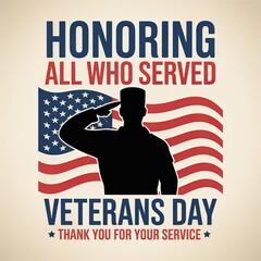 Veterans Day Honoring All Who Served: Soldier Silhouette Salutin