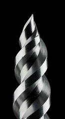 Macro image of the sharp, spiral threading on a polished steel machine bolt showcasing abstract geometric precision and mechanical detail ,metallic ,spiral ,connection