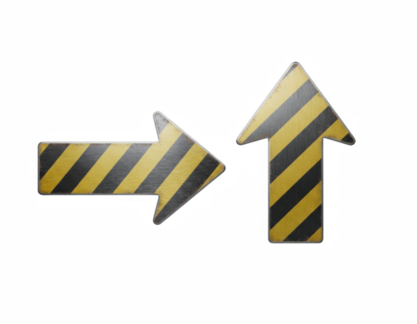 Yellow and Black Warning Directional Arrows