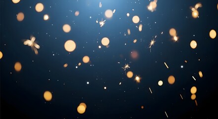 Abstract bokeh lights in warm orange and gold tones against a deep blue background