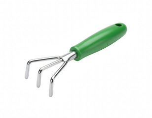 Fototapeta premium Green Handheld Garden Cultivator with Metal Tines for Soil Loosening