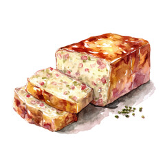A watercolor painting of Pate Chinois, vector illustration on white background.