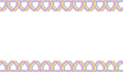 メッセージカードや装飾に最適！花で作られた綺麗な4色ハート背景_ピンク、黃、紫、青