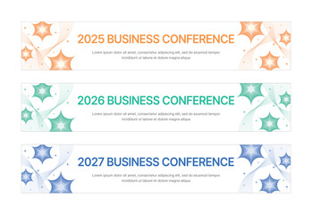 Modern business banner templates with abstract geometric patterns. Perfect for workshops, events, conferences, presentations, or branding projects, combining style and professionalism.