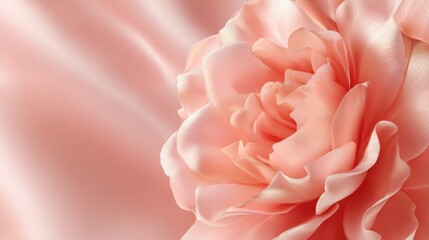 Fototapeta premium Delicate Pink Rose Bloom on Soft Satin Background Evoking Grace and Elegance in Floral Artistry for Romantic Themes and Nature Inspirations