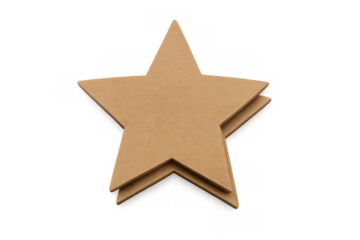Stacking two brown cardboard star cutouts, creating a layered three-dimensional craft project design