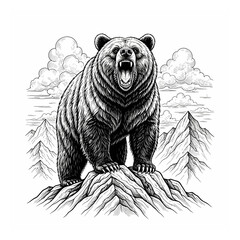 Bear Hunting logo illustration vector image t shirt design