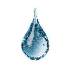 A pristine clear water droplet suspended in isolation against a pure white background symbolizing purity and refreshment