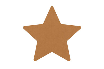 Obraz premium Brown cardboard five-pointed star shape isolated on transparent background, symbolizing success and rating