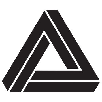 Bold Black Impossible Triangle Geometric Shape Optical Illusion Art