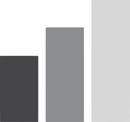 Increasing bar graph with three bars showing data growth trend