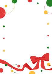 リボンのデコレーションフレーム、円形オブジェクト、ポップなデザイン、縦向き