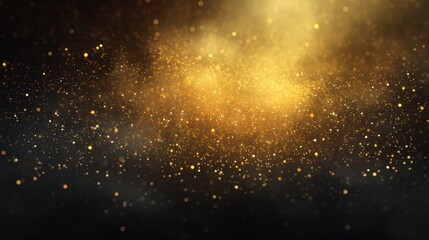 Obraz premium Shimmering Gold Dust Particles Floating in Dark Background Creating Ethereal Glittering Effect for Artistic and Creative Projects