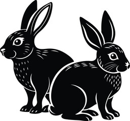Rabbit Silhouette Illustration Set – Bunny Vector Bundle