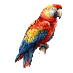 Macaw in watercolor style, vector illustration, isolated on white background.