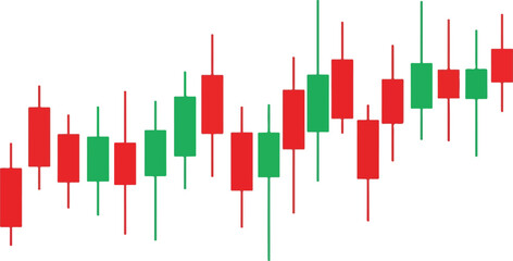 Candlestick chart showing market trends and financial analysis.