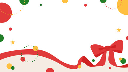 リボンのデコレーションフレーム、円形オブジェクト、ポップなデザイン、16:9サイズ