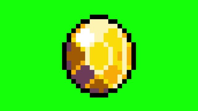 spinning golden topaz in pixel art style with green screen background