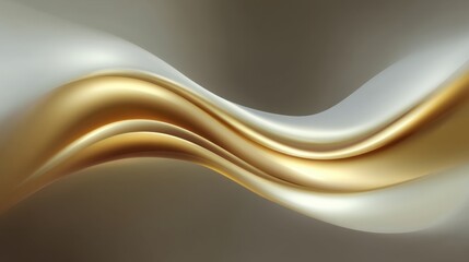 Obraz premium Elegant Abstract Wave Pattern in Soft Gold and Silver Tones, Smooth and Fluid Design Perfect for Backgrounds and Modern Aesthetic Projects