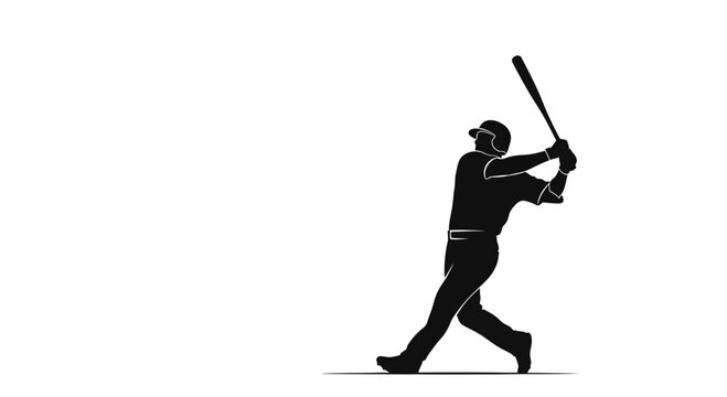 Dynamic baseball player silhouette swinging bat for a home run, capturing the energy of the game, perfect for sports marketing or team branding initiatives