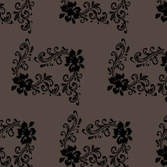 Seamless black flower textile pattern