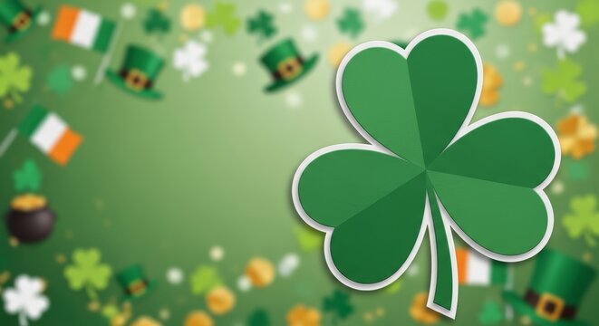 Saint Patrick's Day Celebrations Shamrock, Irish Flags, and Festive Green Decorations