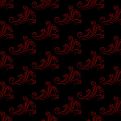 Seamless red flower with black background textile pattern