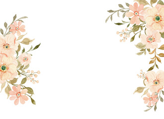 Watercolor peach floral border