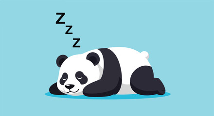Cute Panda Sleeping Peacefully on a Blue Background 1.
