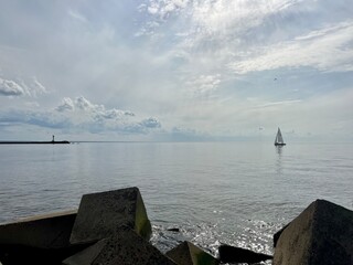 a yacht at sea in calm weather