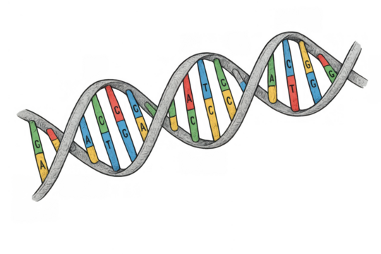 Dna double helix illustration with genetic code showing science, genetics, and biotechnology concepts