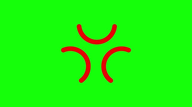 Red cartoon angry mark animation on green screen background or transparent background. 4k Video