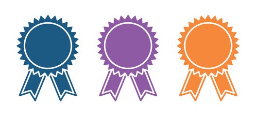 Colorful Award Ribbons – Blue, Purple, Red Prize Rosettes Illustration
