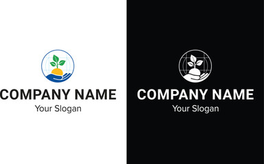 Eco Emblem Logo with Sun, Water, and Plant – Nature Branding Concept