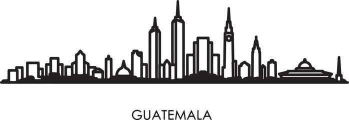 Obraz premium Outline skyline of Guatemala city Guatemala vector illustration city landmark