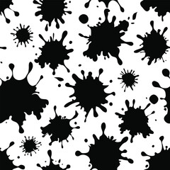 Expressive abstract ink splash shapes merging into fluid artistic flow Seamless Pattern Design
