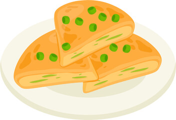 illustration scallion pancake