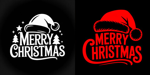 Creative Christmas designs featuring Santa hats and festive typography