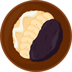 illustration indonesia black sticky rice pudding