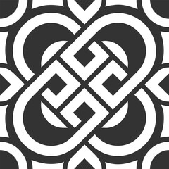 Interlaced square ring shapes joining into balanced geometric flow Seamless Pattern Design
