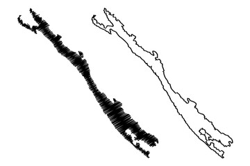 Dugi Otok island (Republic of Croatia, Dalmatian Archipielago, Adriatic Sea) map vector illustration, scribble sketch Dugi Otok map