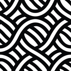Interwoven rope like outlines forming continuous smooth structure Seamless Pattern Design
