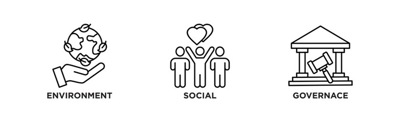 ESG banner web icon vector illustration for Environment Social Governance of corporate sustainability performance for investment screening