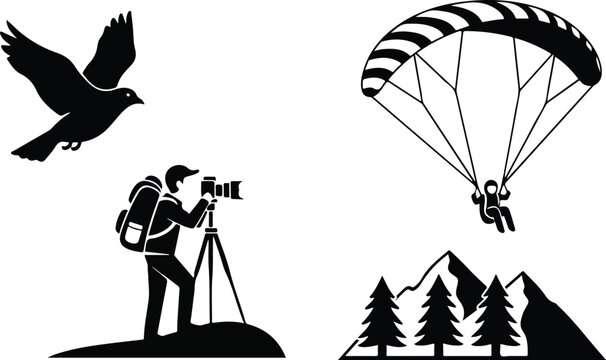 Collection of Outdoor Adventure and Nature Icons.