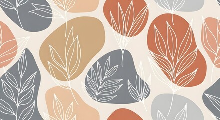 Abstract shapes leaves seamless pattern background modern art design wallpaper vector illustration drawing